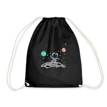 grey astronaut - Drawstring Bag - black - Front