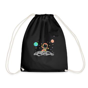 Astronaut orange orange - Drawstring Bag - black - Front