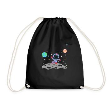 astronaute bleu rose - Sac de sport léger - noir - Devant