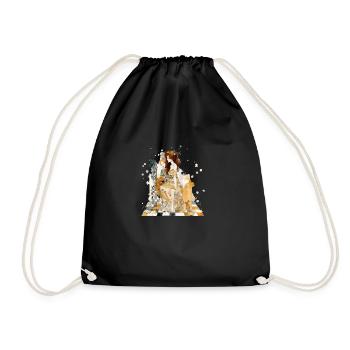 Femme et girafe échiquéenne - Sac de sport léger - noir - Devant