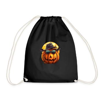 Citrouille d’Halloween fraîche avec lunettes de soleil - Sac de sport léger - noir - Devant