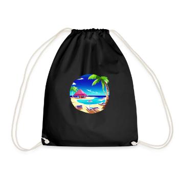 Sommerurlaub Palmen Insel Sonne Palme Strand - Turnbeutel - Schwarz - Vorne