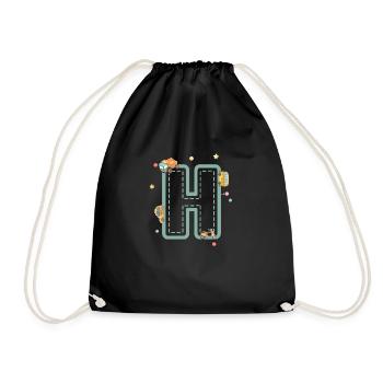Letter h vehicle - personalized child gift - Drawstring Bag - black - Front