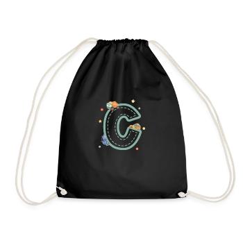 Letter c vehicle - personalized child gift - Drawstring Bag - black - Front