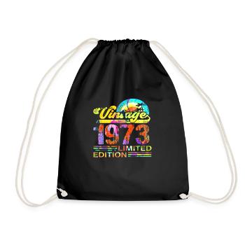 50th Birthday vintage retro Born in 1973 Birthday - Drawstring Bag - black - Front
