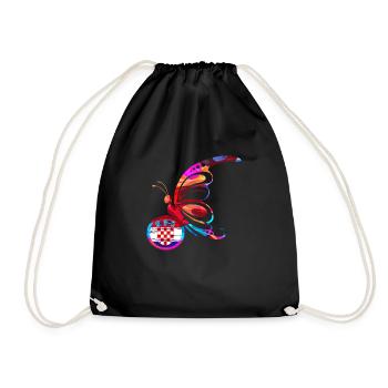 Butterfly Nature Colorful Flag Rainbow Croatia HRV - Drawstring Bag - black - Front