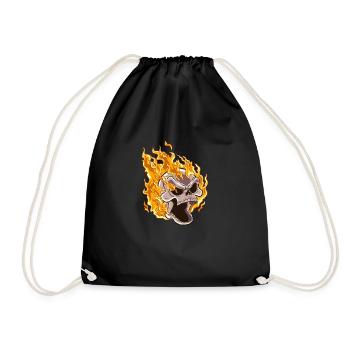 Flammender Schädel - Turnbeutel - Schwarz - Vorne