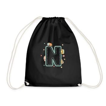 Letter n vehicle - personalized child gift - Drawstring Bag - black - Front