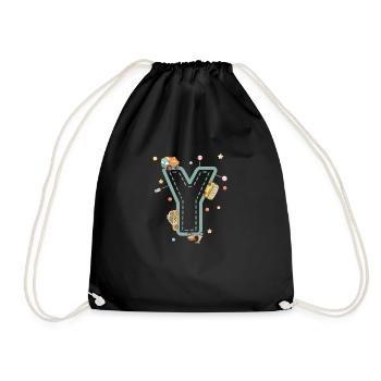 Letter y vehicle - personalized child gift - Drawstring Bag - black - Front