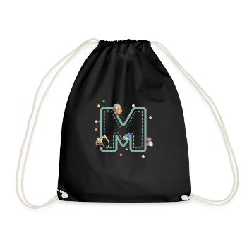 Letter m vehicle - personalized child gift - Drawstring Bag - black - Front