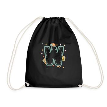 Letter w vehicle - personalized child gift - Drawstring Bag - black - Front