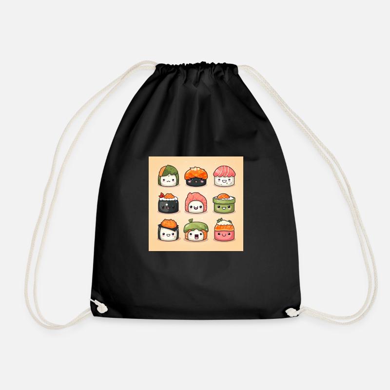 Cute Sushi Kawaii Art - Turnbeutel - Schwarz