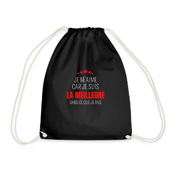 Je m’aime car je suis la meilleure - Sac de sport léger - noir - Devant