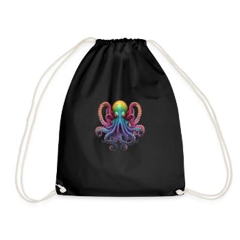 Out Of The Blue Cthulhu Thoughtful Octopus design - Drawstring Bag - black - Front
