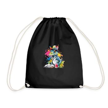 Liko the crocodile painter - Drawstring Bag - black - Front
