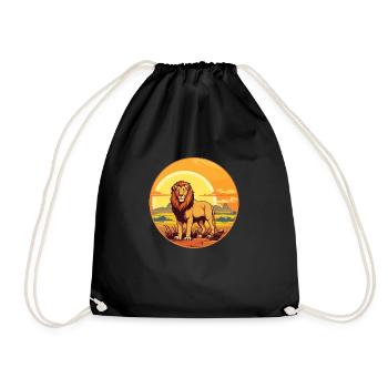 Le lion dans la savane - Sac de sport léger - noir - Devant