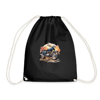 Sundown Serenity: Classic Bike in the Evening Glow - Drawstring Bag - black - Front