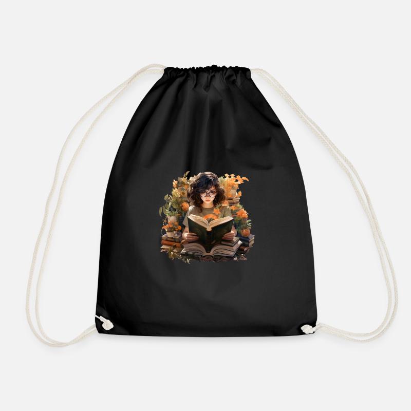 book lovers - Drawstring Bag - black