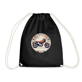 Retro Reverie: Iconic British Motorcycle - Drawstring Bag - black - Front