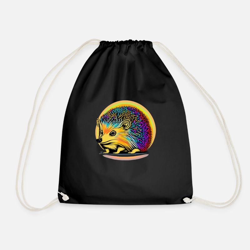 Hedgehog - Drawstring Bag - black