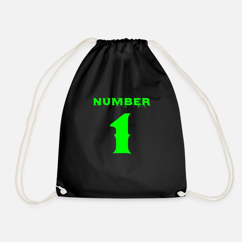number 1 - Drawstring Bag - black