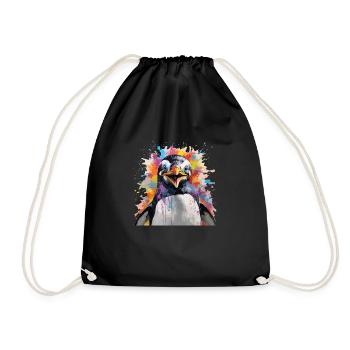 the colorful penguin - Drawstring Bag - black - Front