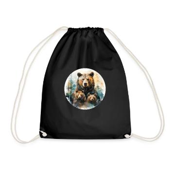 Ours Papa Ours Maman Ours Enfants Ours Ours et Garçon - Sac de sport léger - noir - Devant