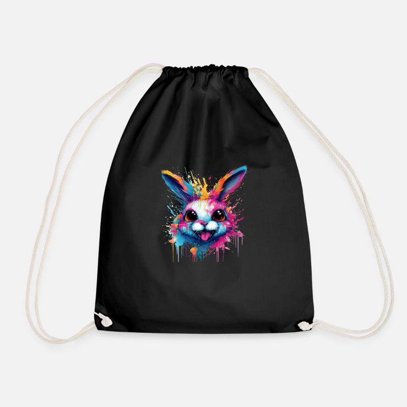 bunter Hase - Turnbeutel - Schwarz