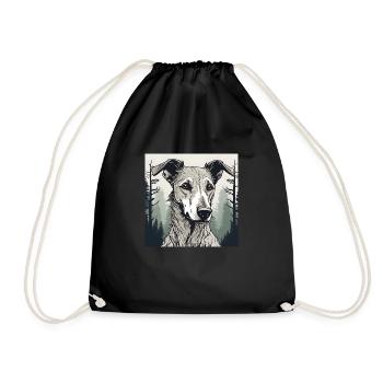 Portrait of a Lurcher - Drawstring Bag - black - Front