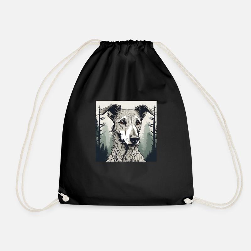 Portrait of a Lurcher - Drawstring Bag - black