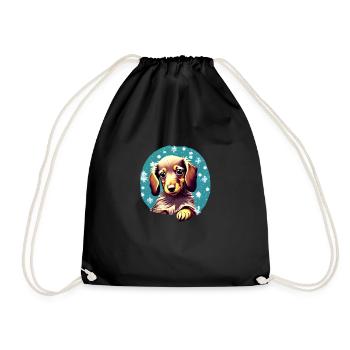 Dachshund Dog Christmas Dachshund Puppy Winter - Drawstring Bag - black - Front