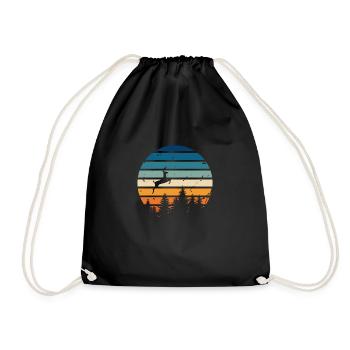 Retro deer - Drawstring Bag - black - Front