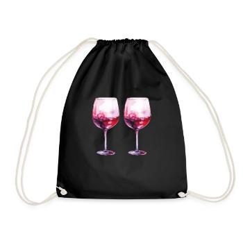 wine glasses - Drawstring Bag - black - Front