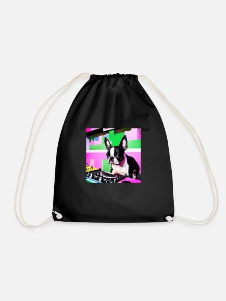 Boston Terrier DJ - Turnbeutel - Schwarz
