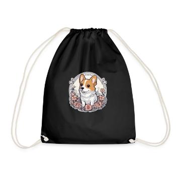 Corgi aux roses - Sac de sport léger - noir - Devant