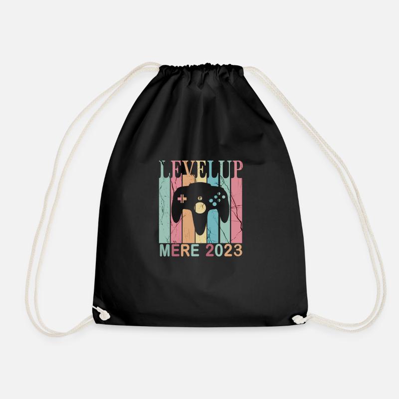 Man Dad 2023 Future Parents Level Up Player - Drawstring Bag - black