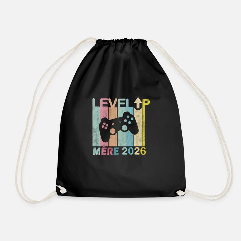 Man Dad 2023 Future Parents Level Up Player - Drawstring Bag - black