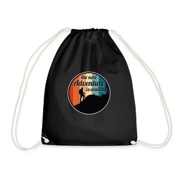 The next adventure is waiting - Spruch Bergsteigenstieg - Drawstring Bag - black - Front