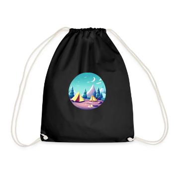 Camping Motorhome Gift Caravan Camp Tents - Drawstring Bag - black - Front