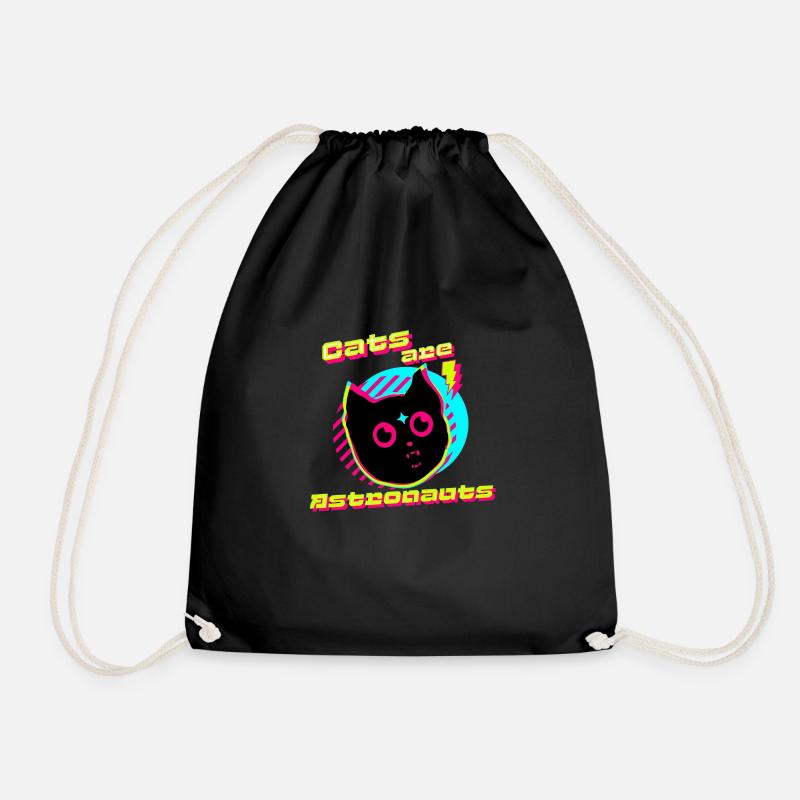 Cats are Astronauts - Drawstring Bag - black