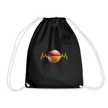 Deutscher Hearbeat Basketball für Basketball Fans - Turnbeutel - Schwarz - Vorne