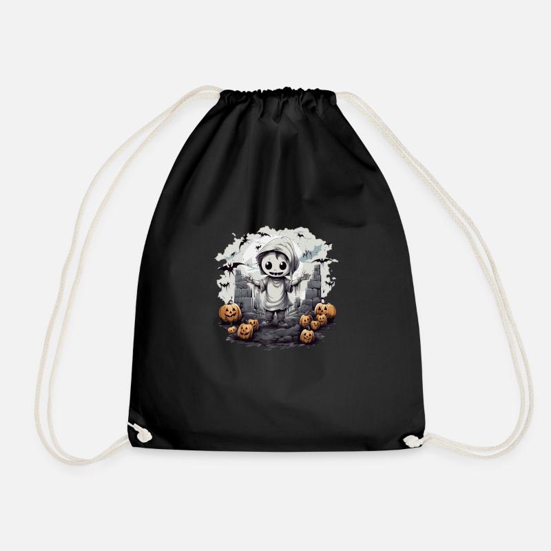 Chibi Skelett Halloween Shirt - Turnbeutel - Schwarz