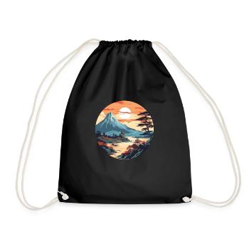 over the Japanese Mountains - Drawstring Bag - black - Front