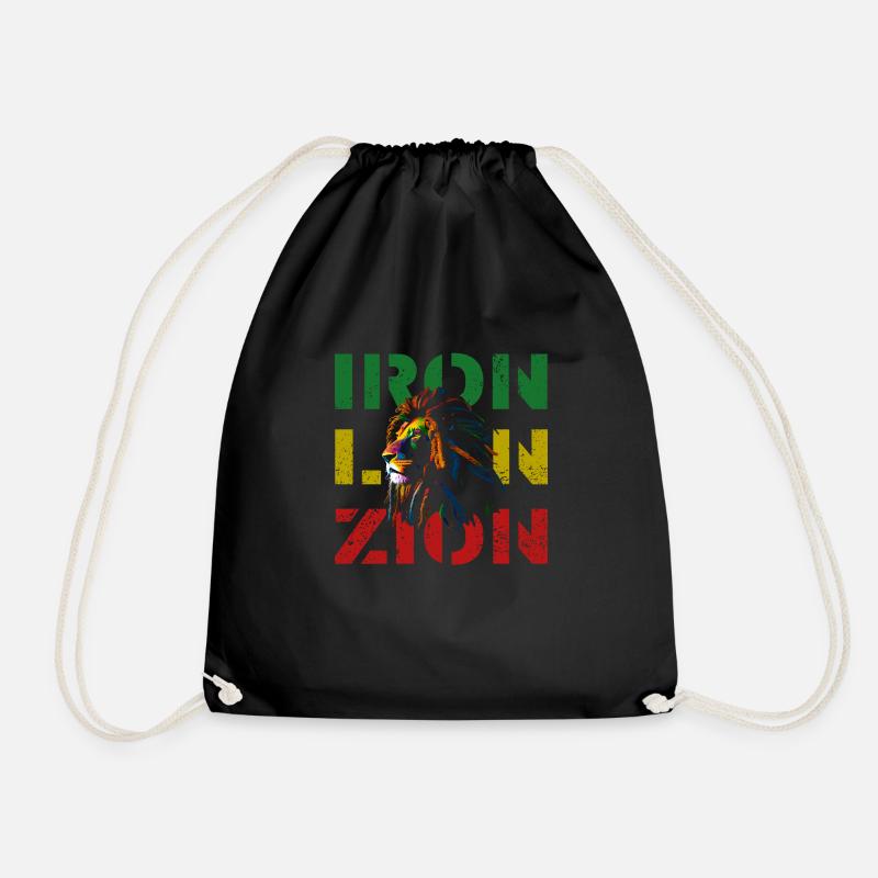 iron lion zion - Drawstring Bag - black