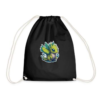 cute dragon - Drawstring Bag - black - Front