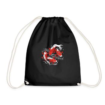 A school of Japanese koi fish - Drawstring Bag - black - Front