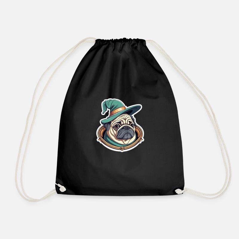 Pug - Drawstring Bag - black