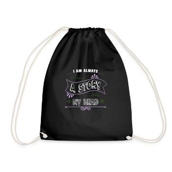 book author writing coffeecups blog gift idea - Turnbeutel - Schwarz - Vorne