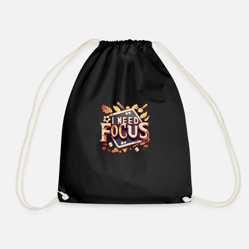 I need focus - Drawstring Bag - black