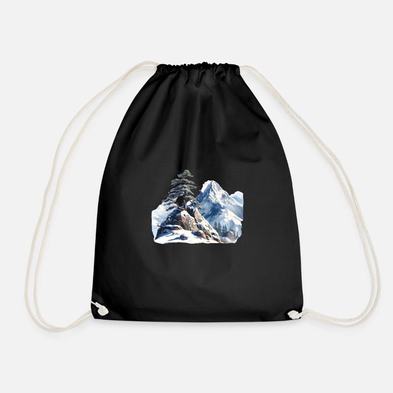 At the edge of the tree line - Drawstring Bag - black